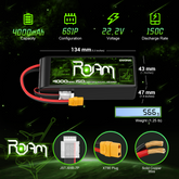 Ovonic Roam Series 6S Lipo Battery 4000mAh 150C 22.2V with XT90 Plug for 7-10 inch Long Range Drone Taurus X8 6S HD Cinelifter Multirotor X-Class